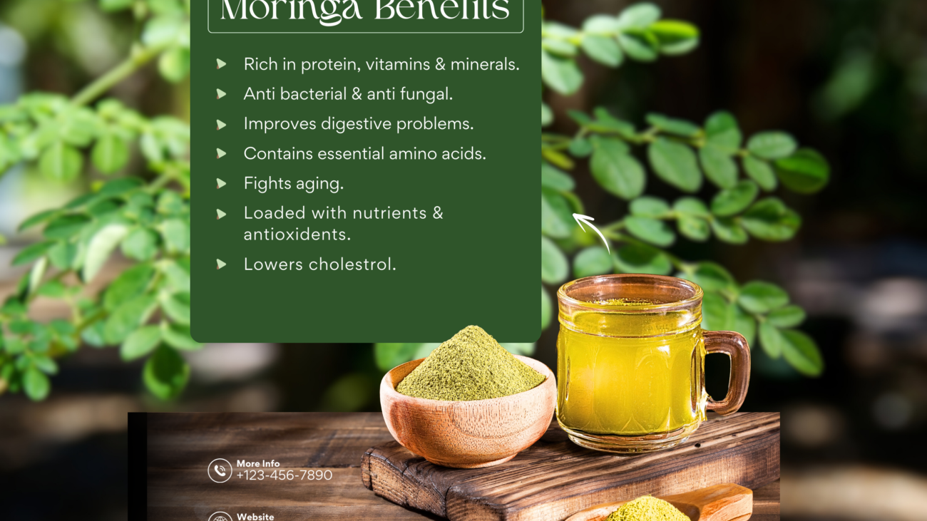 Green and White Modern Moringa Product Instagram Post (2560 x 1707 px)